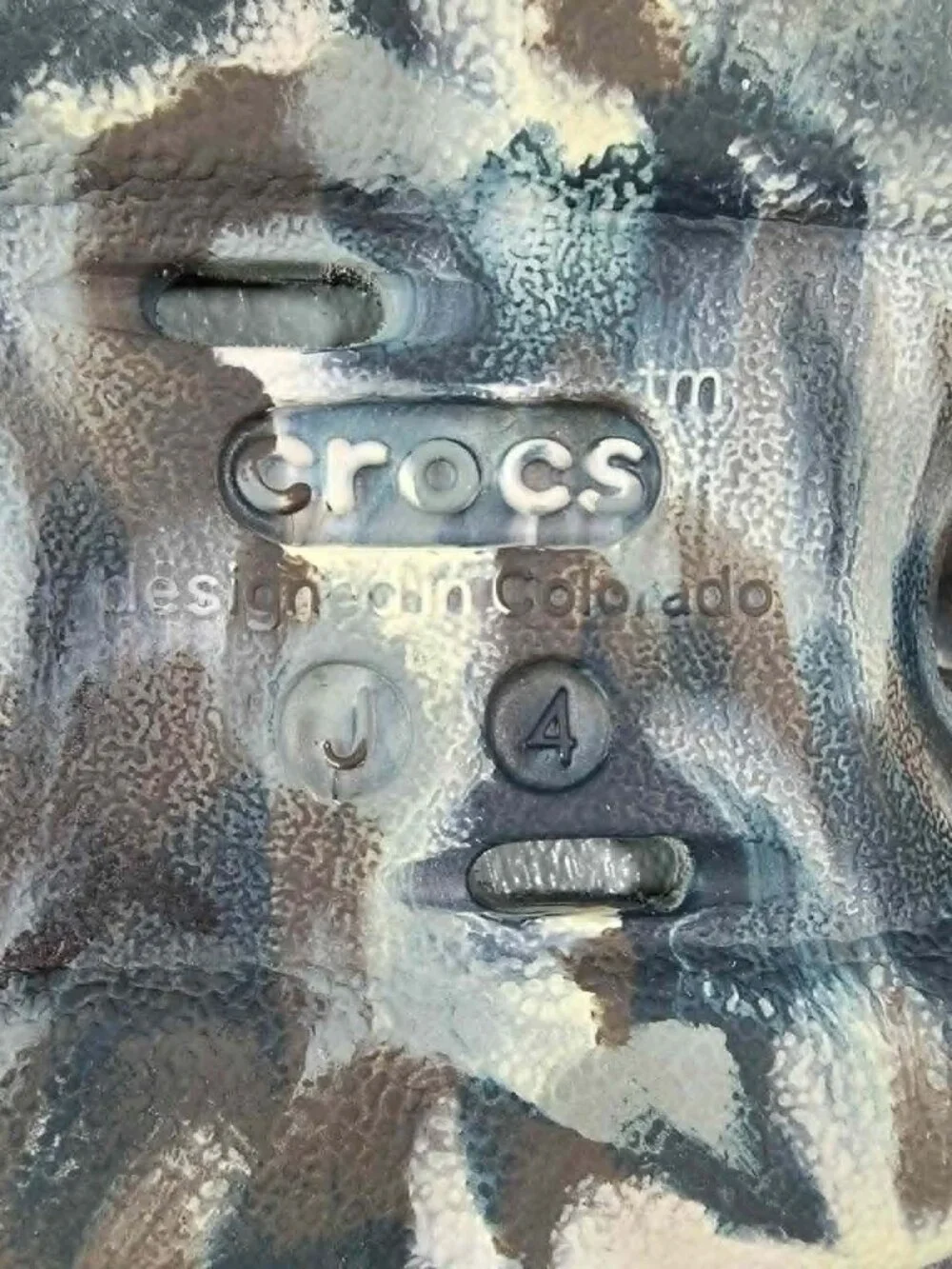 CROCS ECHO CLOG BLUE BLACK MARBLED SLIP ON SLIDE YOUTH SIZE 4 WOMEN SIZE 6
